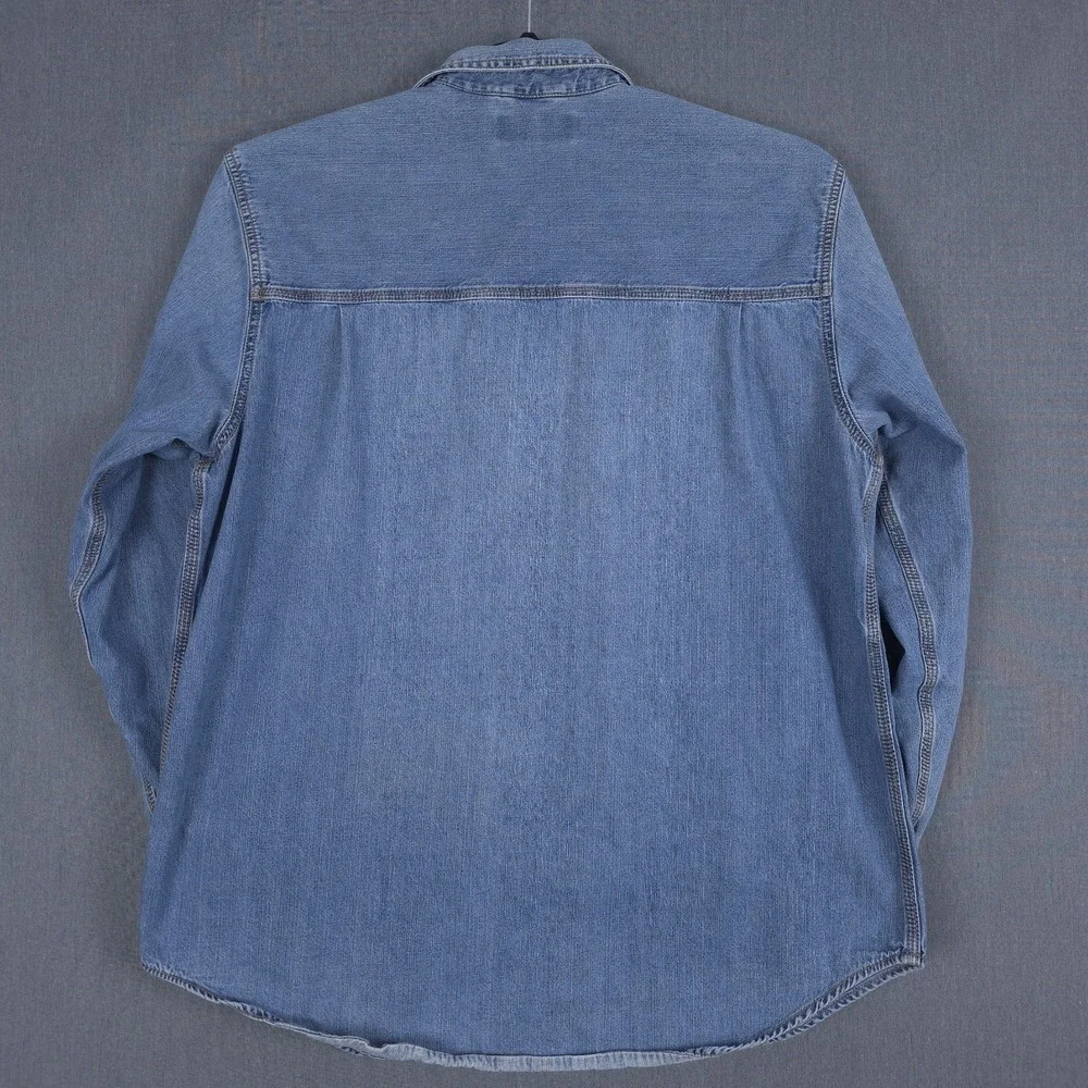 Vintage Levis Denim Utility Shirt Mens Large‎ Blue Faded Metal Button Workwear